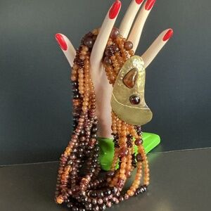 LUSCIOUS GARNET DESIGNER SIGNED multi strand with hand made closure NECKLACE